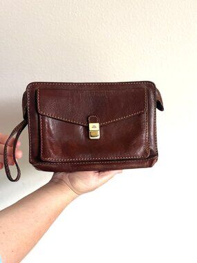 THE BRIDGE Vintage Italian Leather Wrist Bag Purse Handbag